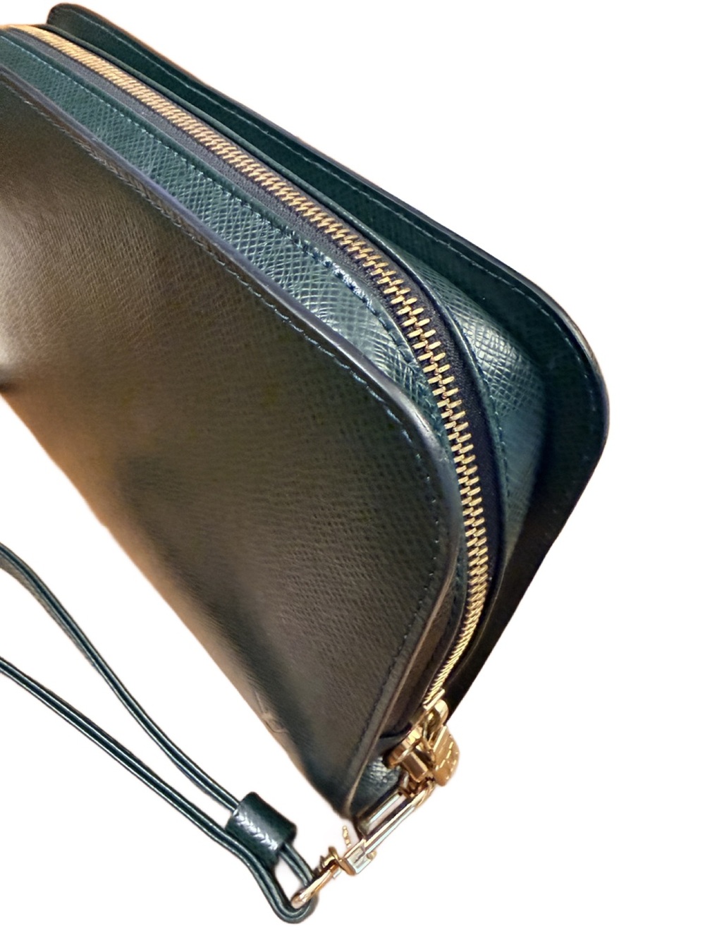 Louis Vuitton Taiga Leather Green Leather Zip Wristlet Organizer Clutch w Box - Picture 9 of 14